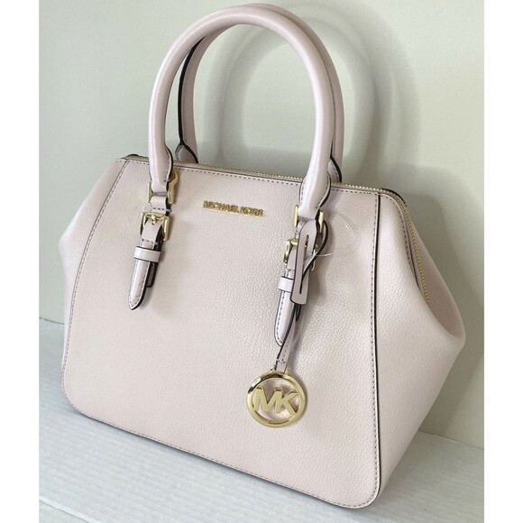 New Michael Kors Charlotte Large Satchel Leather Powder Blush - Picture 2 of 7